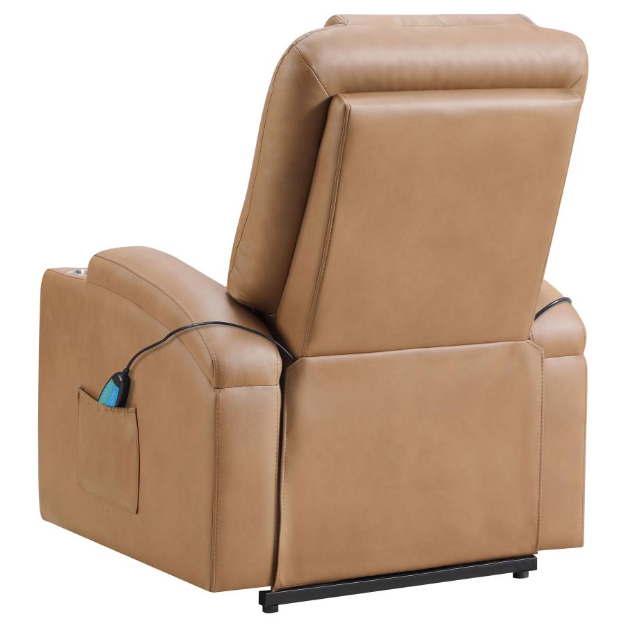 Armstrong Tufted Faux Leather Power Lift Massage Recliner Camel