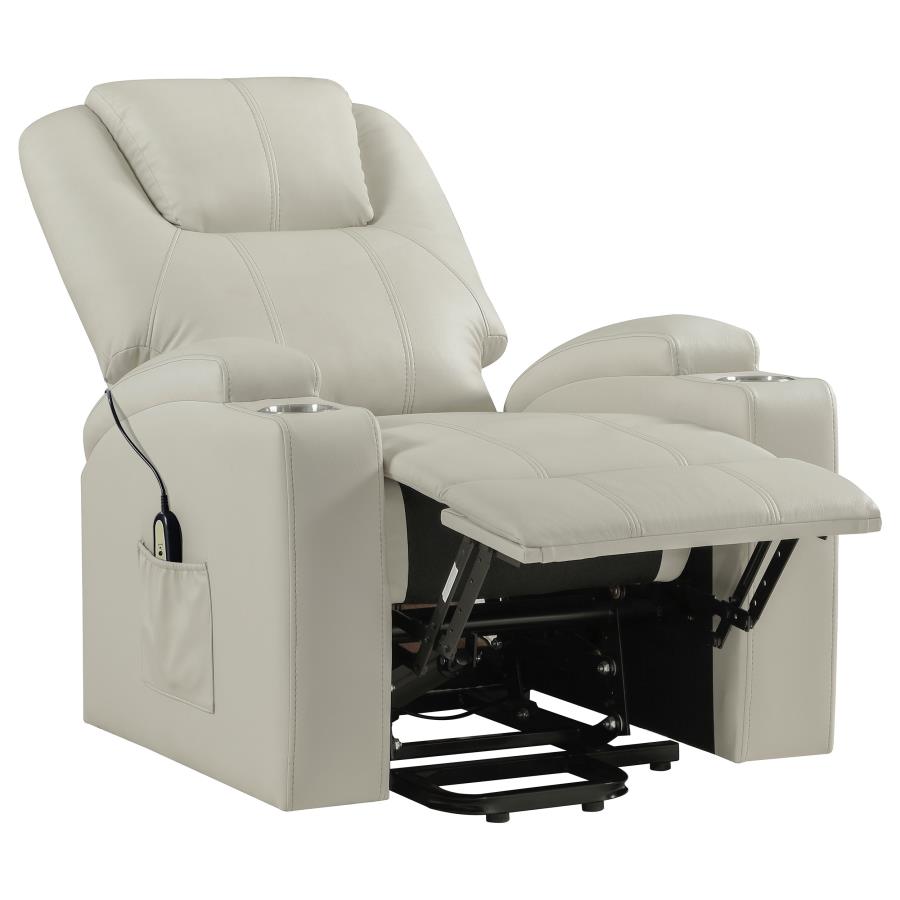 Armstrong Faux Leather Power Lift Massage Recliner Ivory