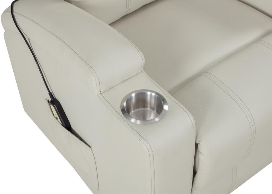 Armstrong Tufted Faux Leather Power Lift Massage Recliner Ivory