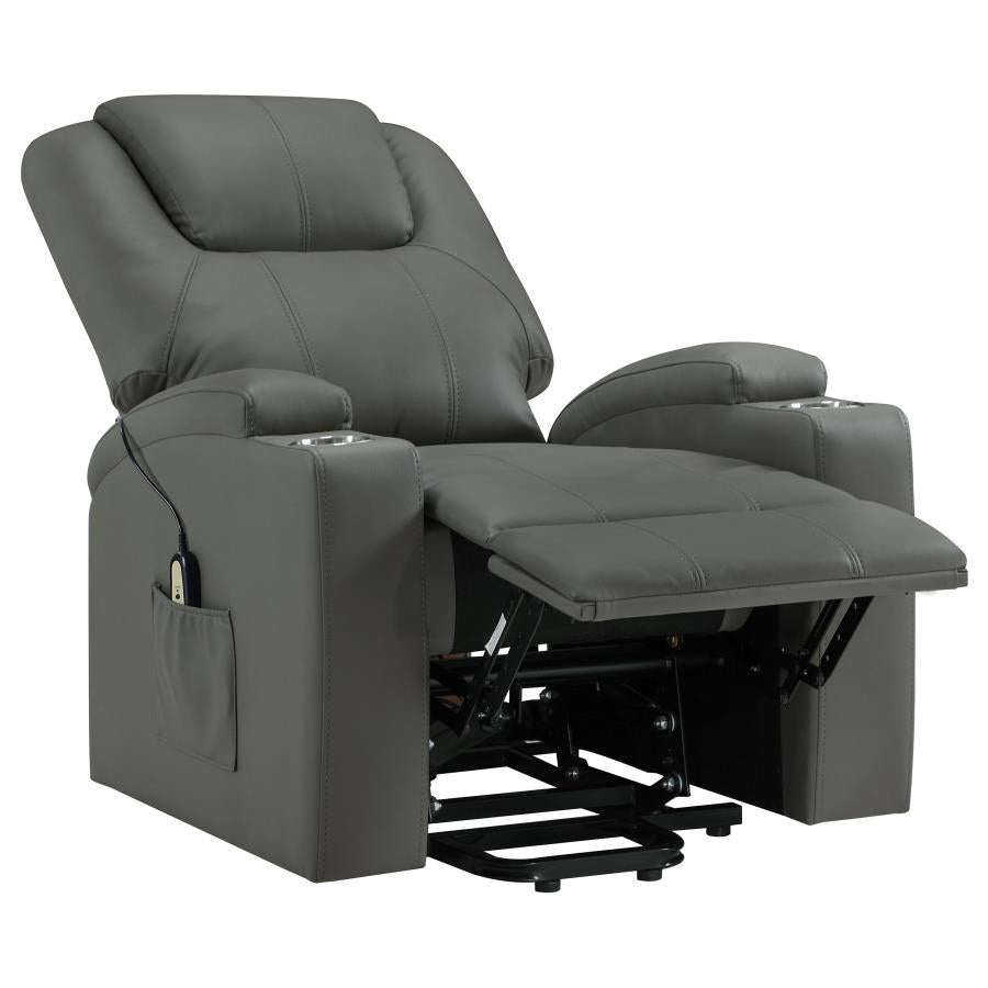 Armstrong Tufted Faux Leather Power Lift Massage Recliner Grey