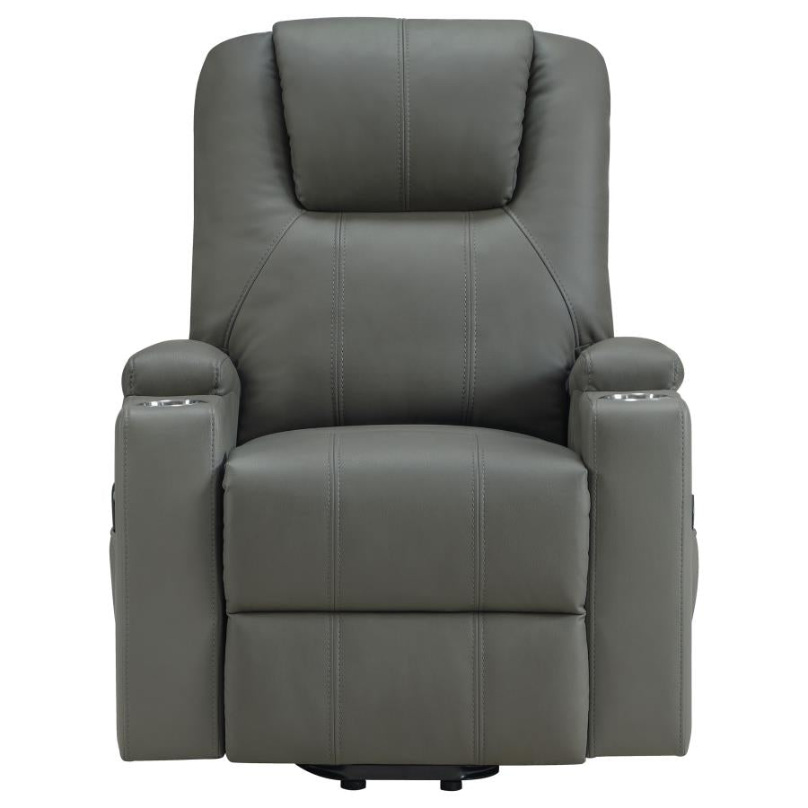 Armstrong Tufted Faux Leather Power Lift Massage Recliner Grey