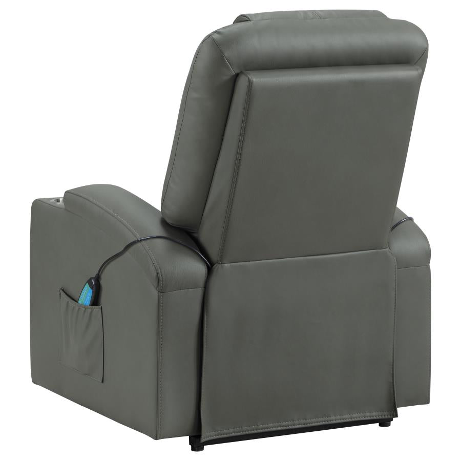 Armstrong Tufted Faux Leather Power Lift Massage Recliner Grey