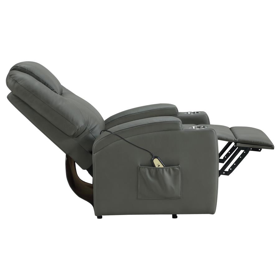 Armstrong Tufted Faux Leather Power Lift Massage Recliner Grey