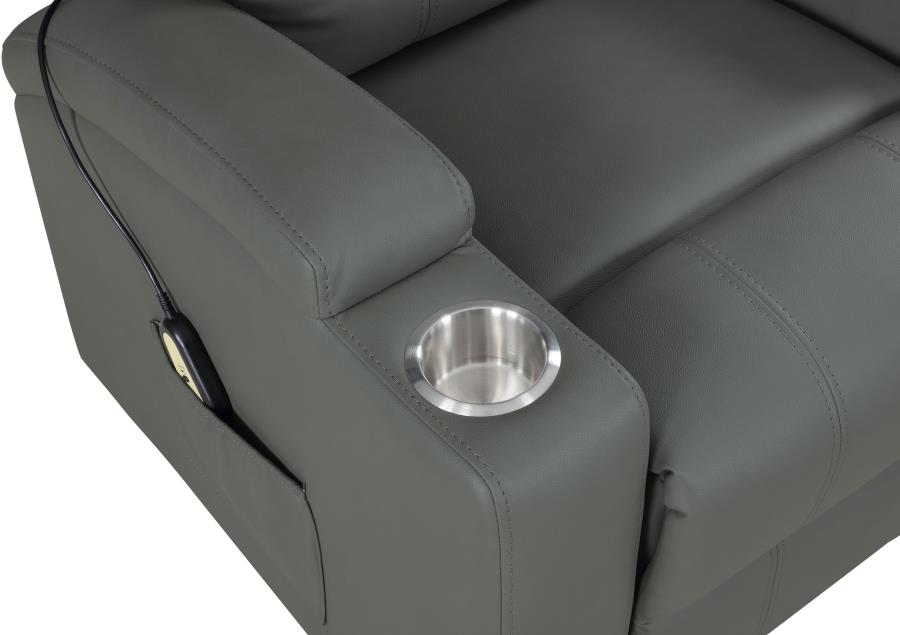 Armstrong Tufted Faux Leather Power Lift Massage Recliner Grey