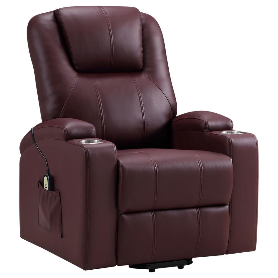 Armstrong Faux Leather Power Lift Massage Recliner Wine