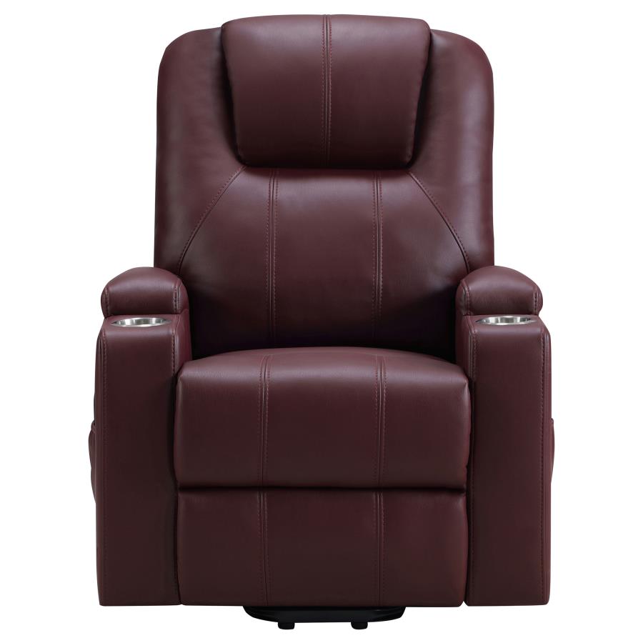 Armstrong Faux Leather Power Lift Massage Recliner Wine