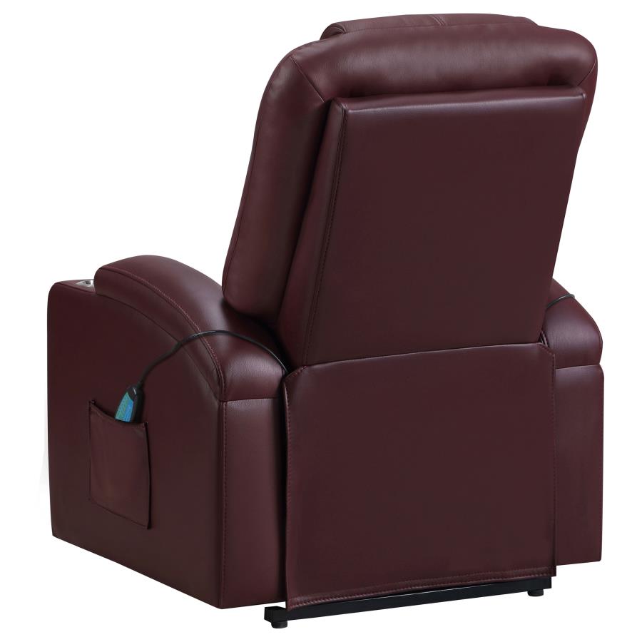 Armstrong Tufted Faux Leather Power Lift Massage Recliner Wine