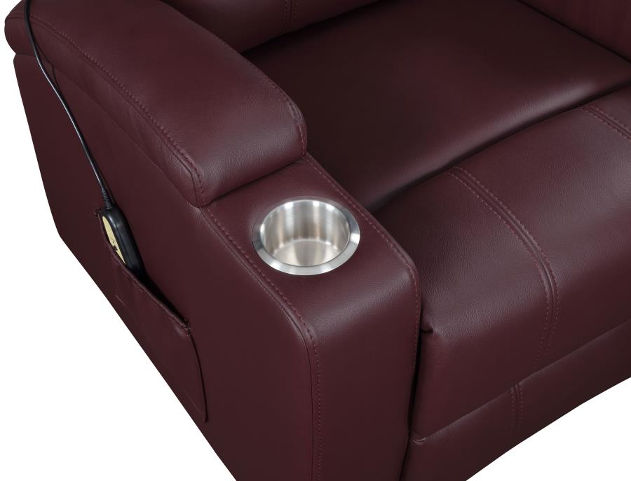 Armstrong Faux Leather Power Lift Massage Recliner Wine