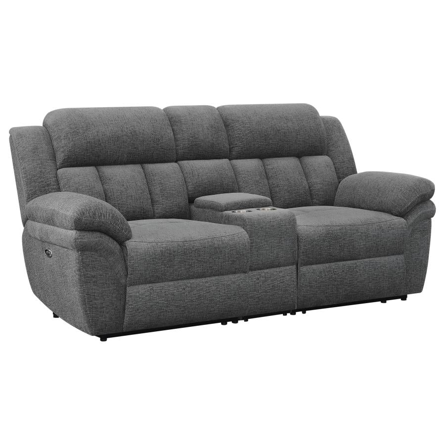 Bahrain Upholstered Power Loveseat Charcoal