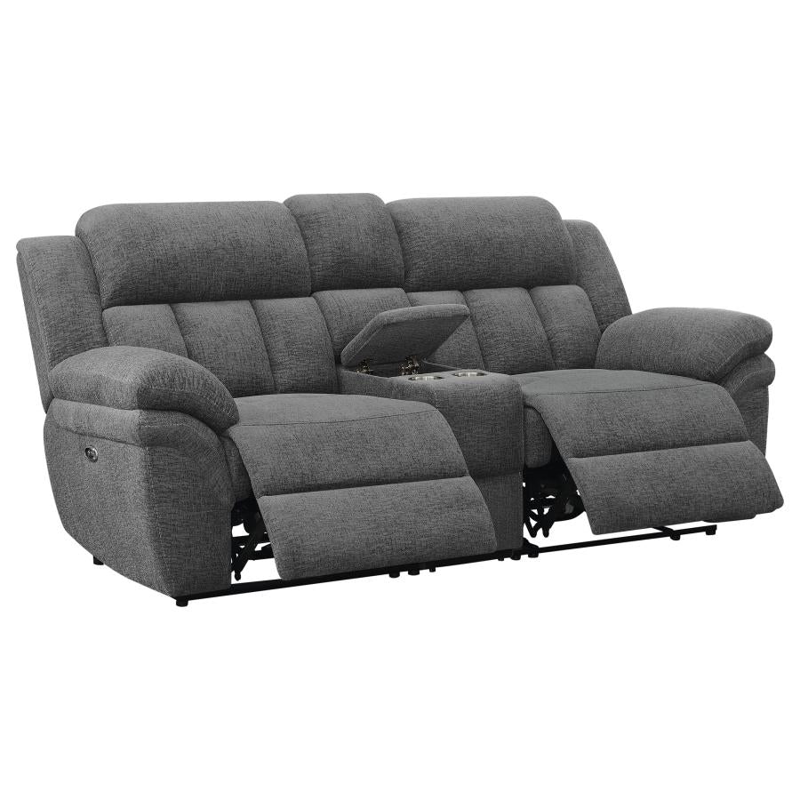 Bahrain Upholstered Power Loveseat Charcoal