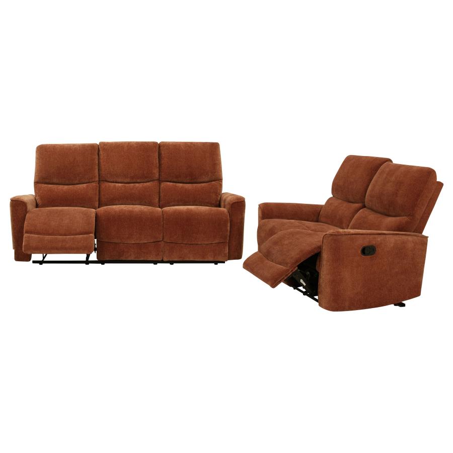Navarro 2-piece Upholstered Reclining Sofa Set Burnt Orange