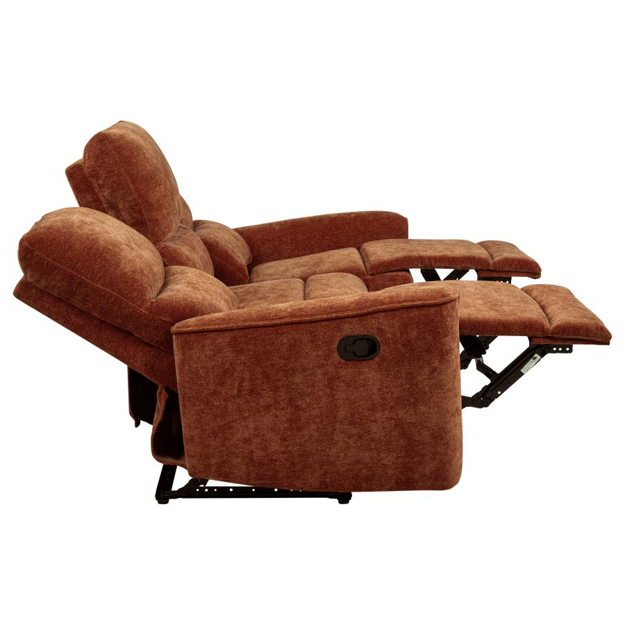 Navarro 2-piece Upholstered Reclining Sofa Set Burnt Orange