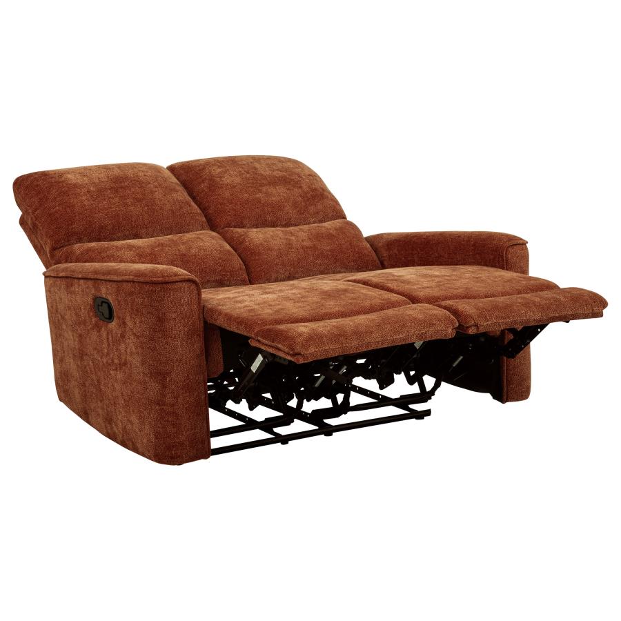 Navarro 2-piece Upholstered Reclining Sofa Set Burnt Orange