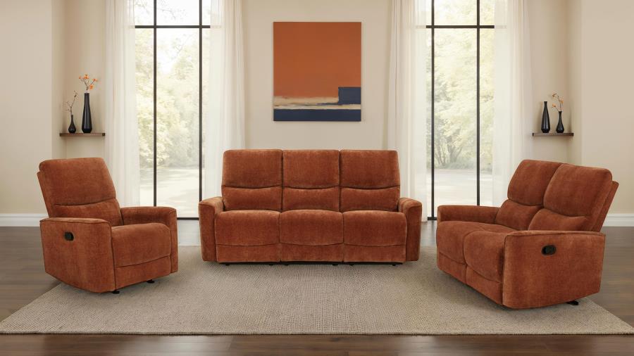 Navarro 3-piece Upholstered Reclining Sofa Set Burnt Orange