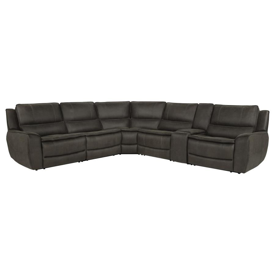 Marcell 6-Piece L-Shaped Power Reclining Sectional with Console Grey