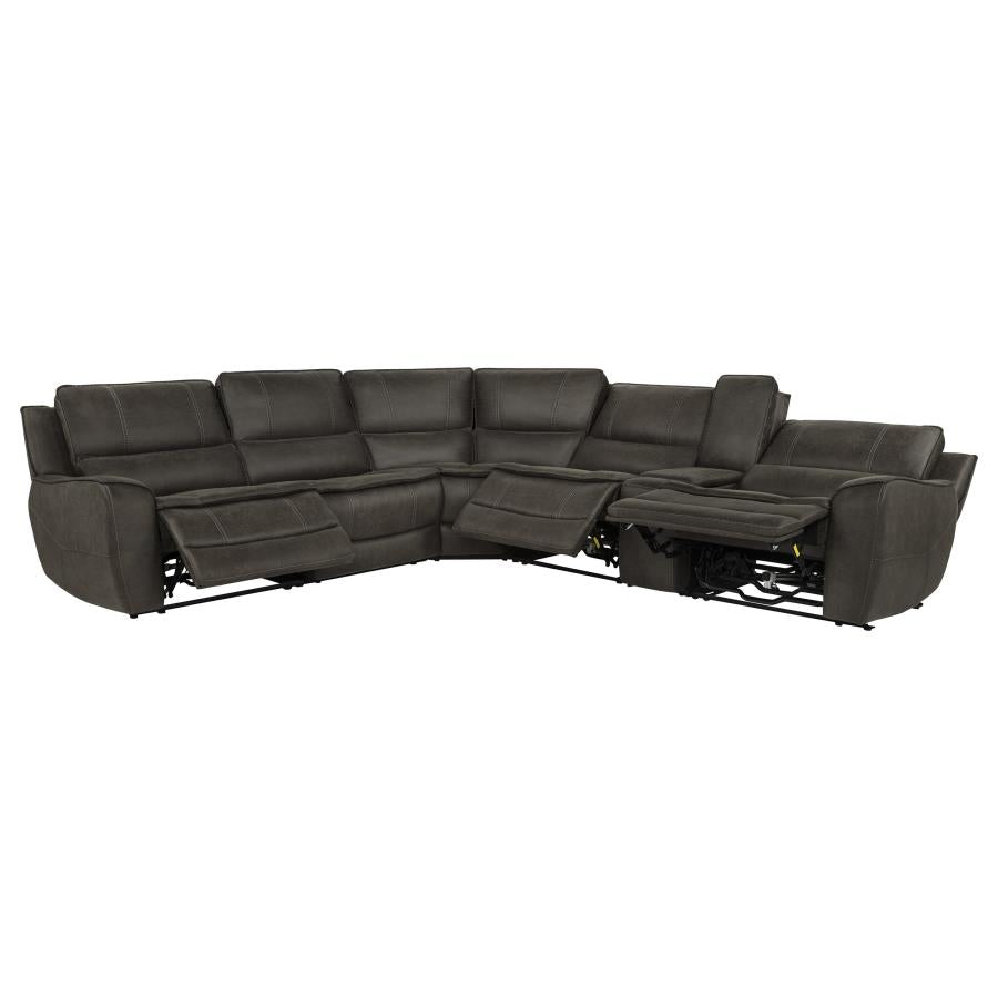Marcell 6-Piece L-Shaped Power Reclining Sectional with Console Grey