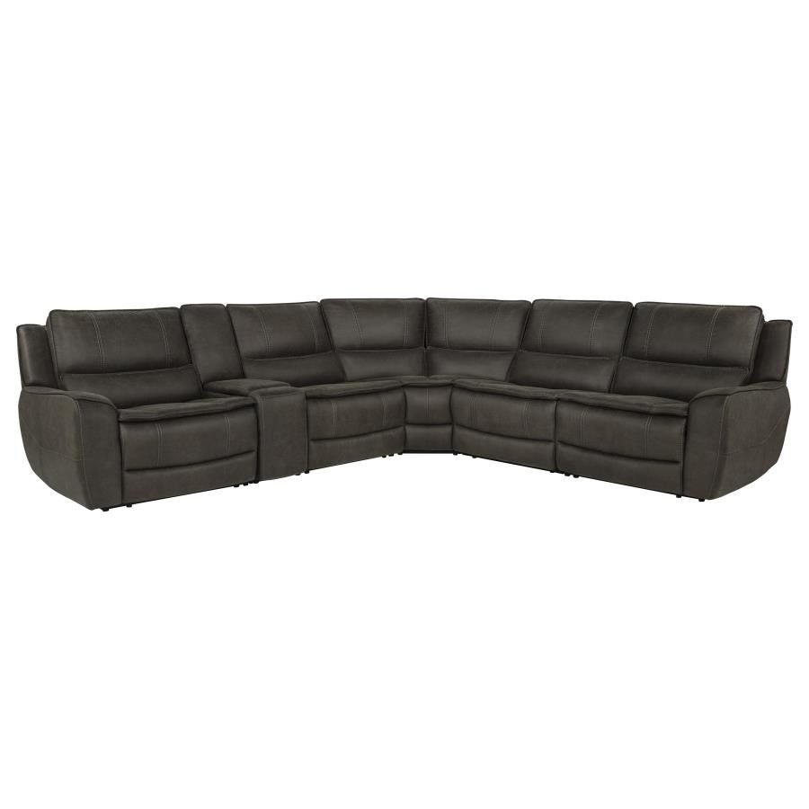 Marcell 6-Piece L-Shaped Power Reclining Sectional with Console Grey