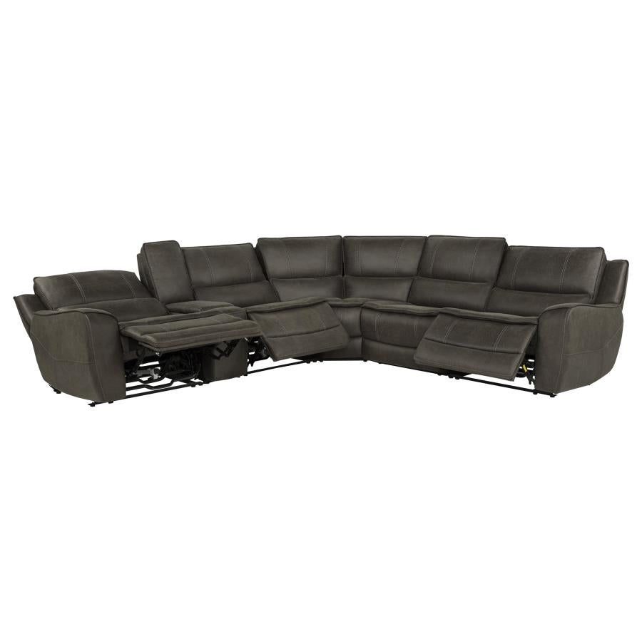 Marcell 6-Piece L-Shaped Power Reclining Sectional with Console Grey