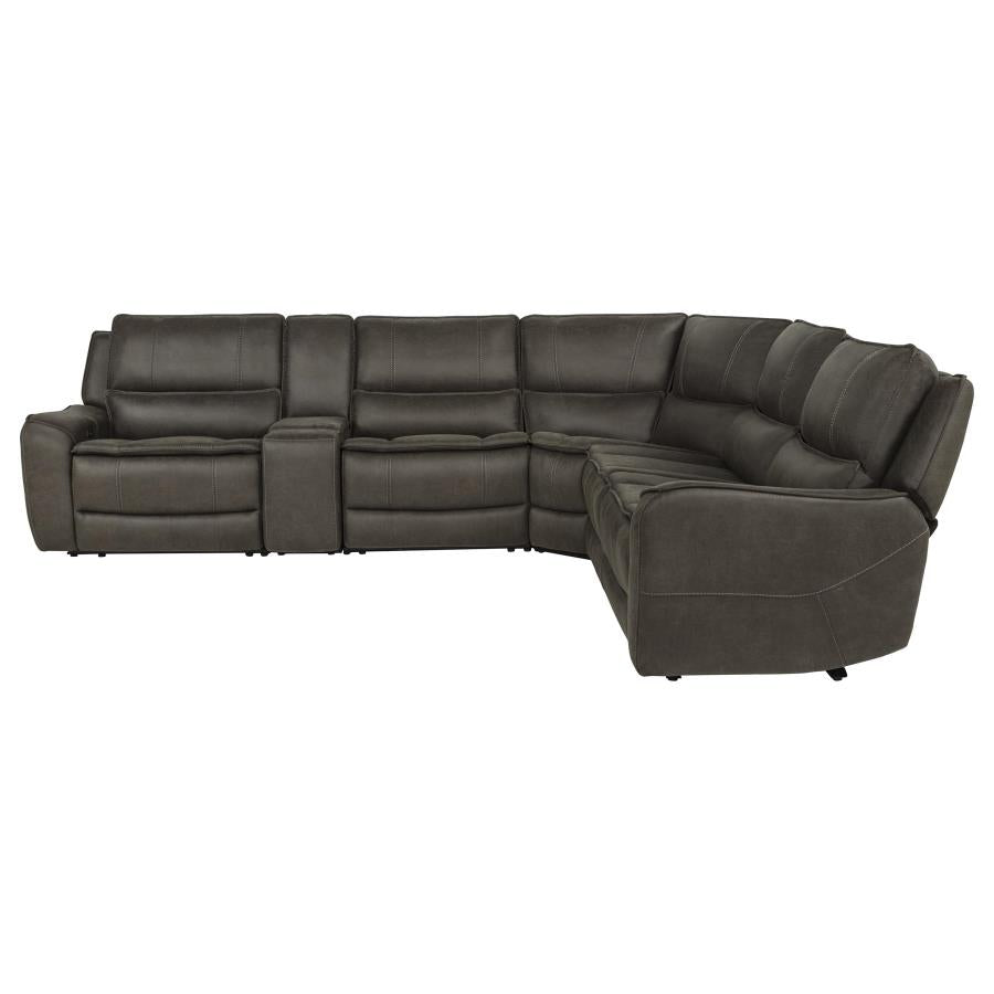 Marcell 6-Piece L-Shaped Power Reclining Sectional with Console Grey