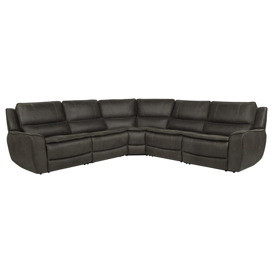 Marcell 5-Piece L-Shaped Modular Power Reclining Sectional Sofa Grey