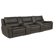 Marcell 5-Piece 3-Seat Power Home Theater Seating with Dual Consoles Grey