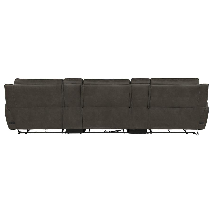 Marcell 5-Piece 3-Seat Power Home Theater Seating with Dual Consoles Grey
