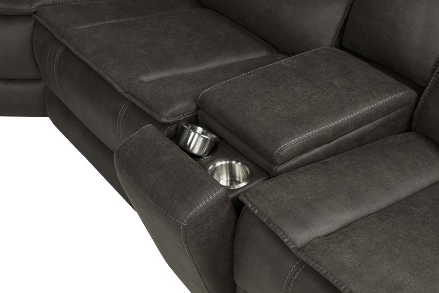 Marcell 5-Piece 3-Seat Power Home Theater Seating with Dual Consoles Grey
