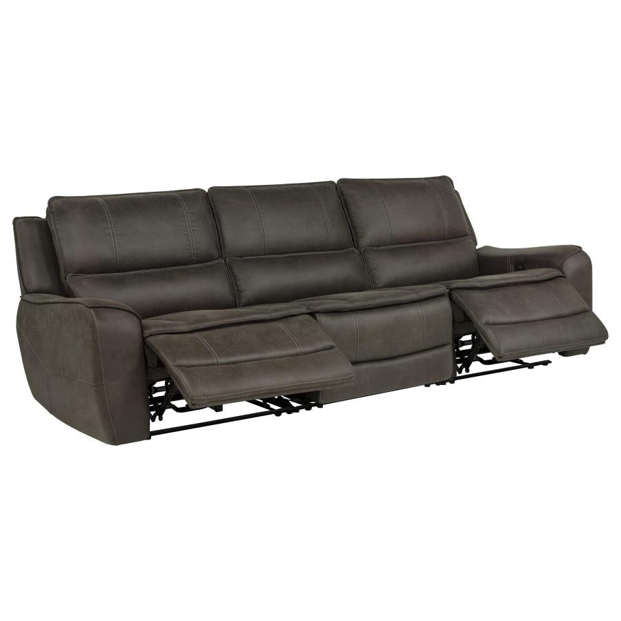 Marcell 3-Piece Transitional Power Reclining Sofa with USB Charging Grey