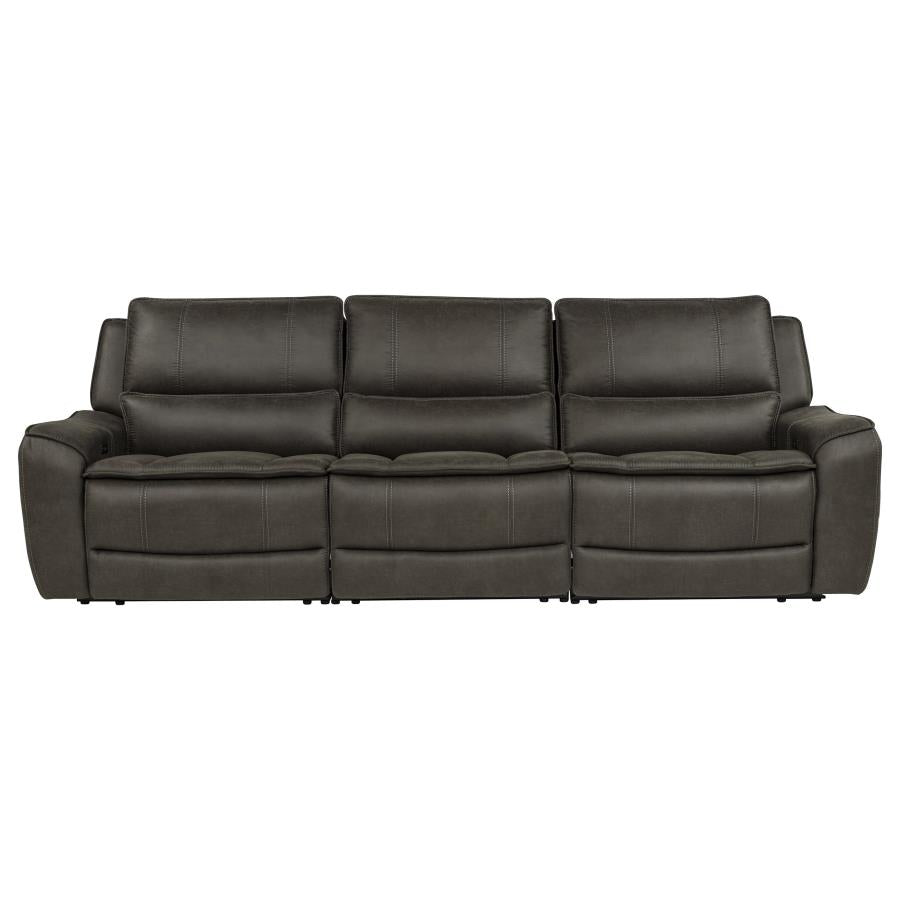 Marcell 3-Piece Transitional Power Reclining Sofa with USB Charging Grey