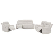 Kennett 3-piece Chenille Power Reclining Sofa Set Ivory