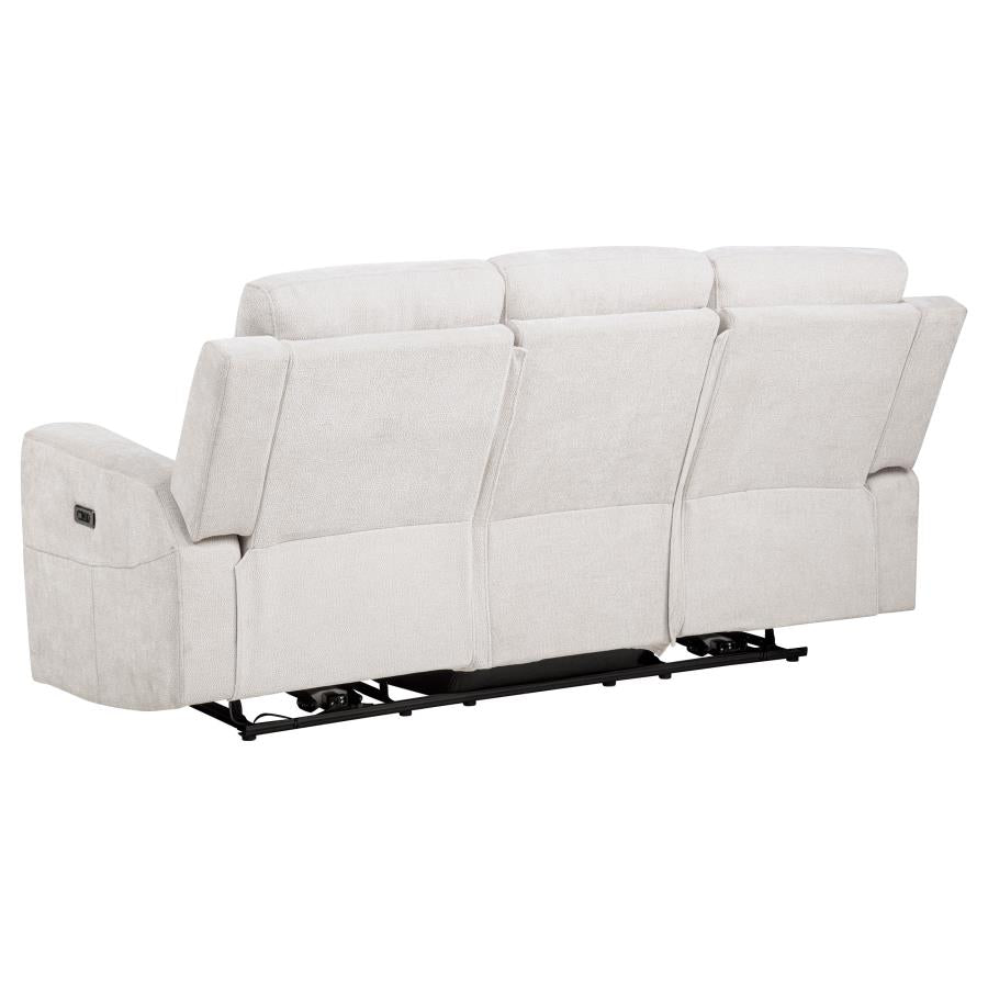Kennett 3-piece Chenille Power Reclining Sofa Set Ivory