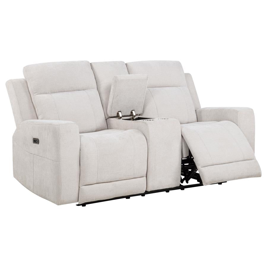 Kennett 3-piece Chenille Power Reclining Sofa Set Ivory