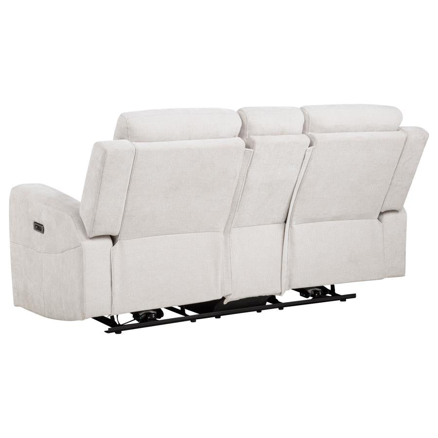 Kennett 3-piece Chenille Power Reclining Sofa Set Ivory