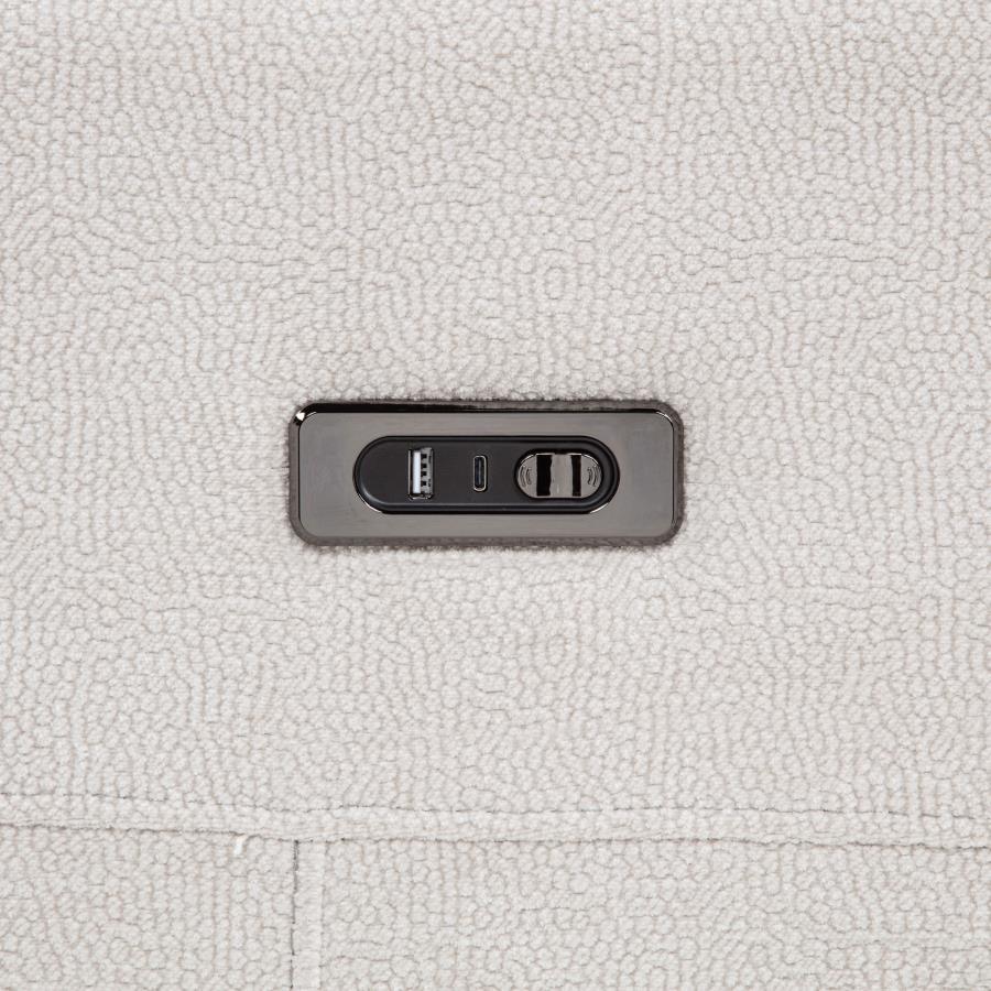 Kennett Chenille Upholstered Power Reclining Sofa Ivory