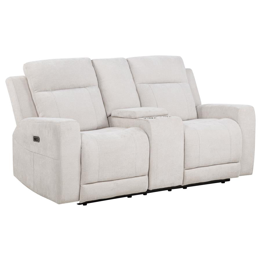 Kennett Chenille Upholstered Power Reclining Loveseat Ivory