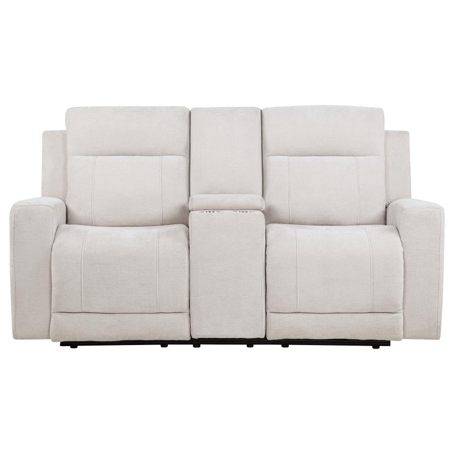 Kennett Chenille Upholstered Power Reclining Loveseat Ivory