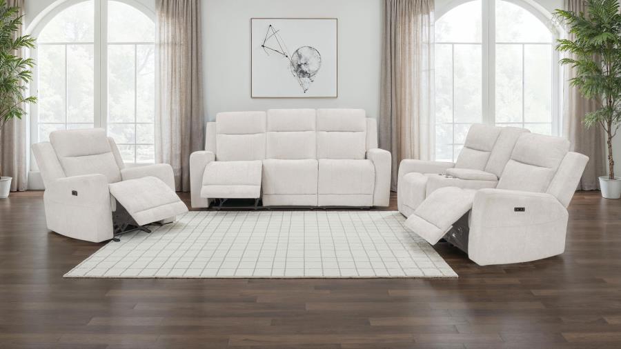 Kennett Chenille Upholstered Power Recliner Chair Ivory