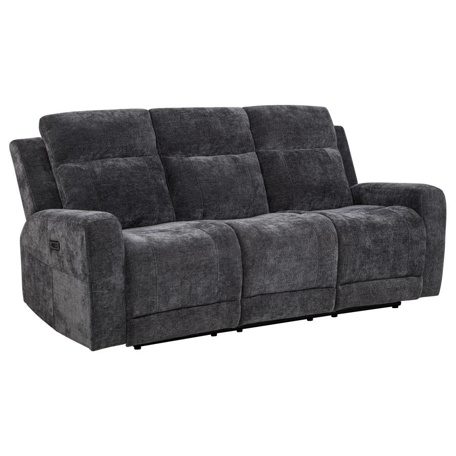 Kennett 2-piece Chenille Power Reclining Sofa Set Dark Grey