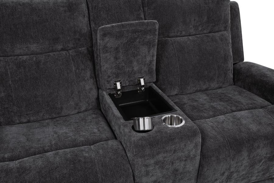 Kennett 2-piece Chenille Power Reclining Sofa Set Dark Grey