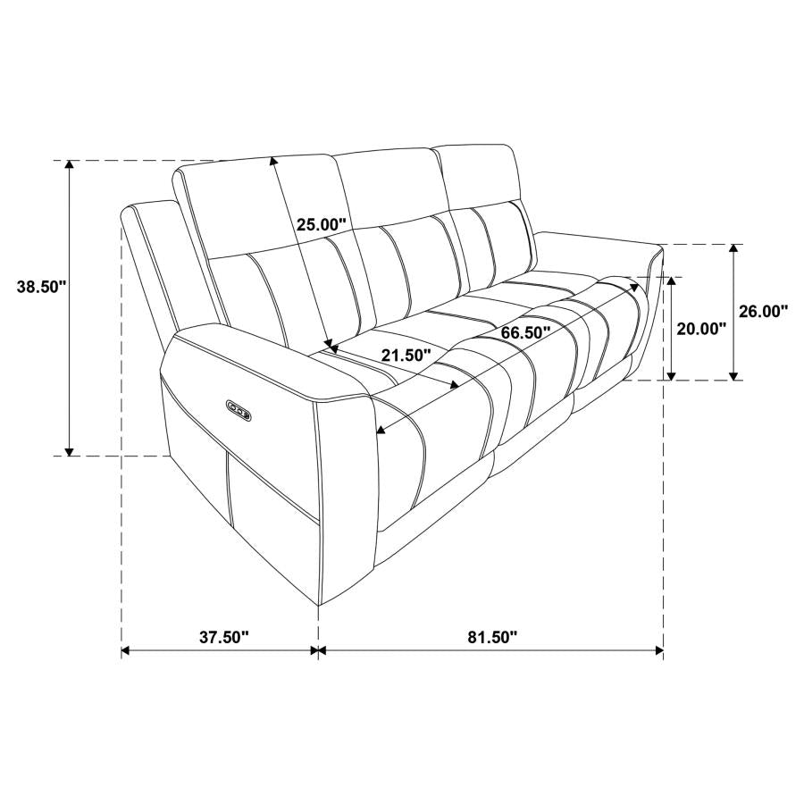 Kennett 2-piece Chenille Power Reclining Sofa Set Dark Grey