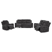 Kennett 3-piece Chenille Power Reclining Sofa Set Dark Grey