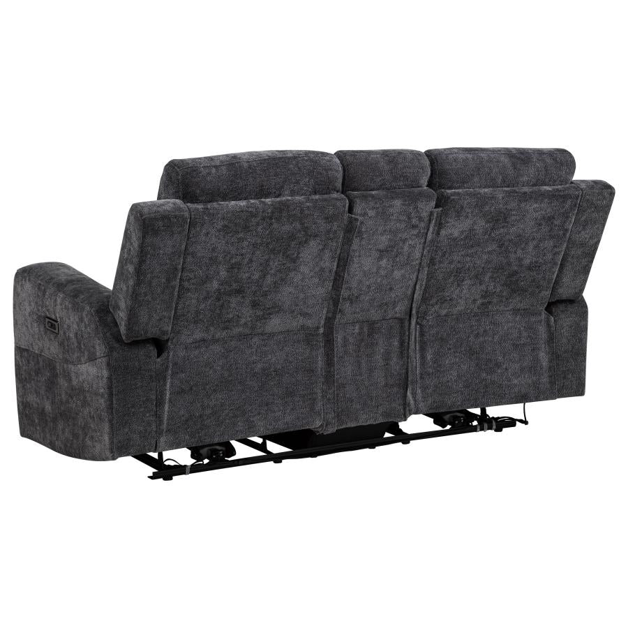 Kennett 3-piece Chenille Power Reclining Sofa Set Dark Grey
