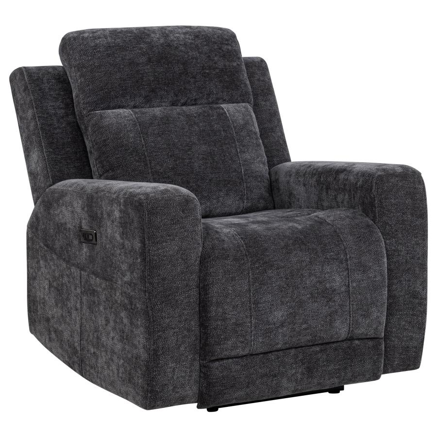 Kennett 3-piece Chenille Power Reclining Sofa Set Dark Grey
