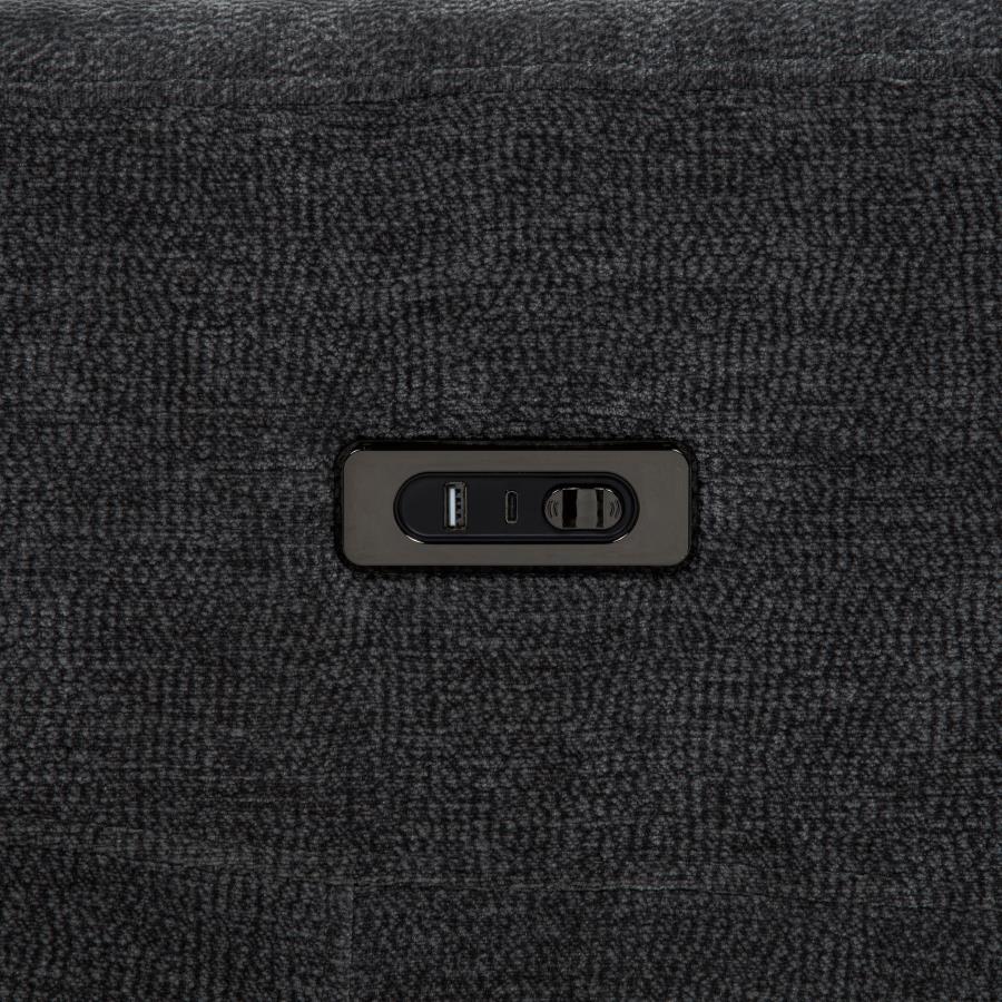 Kennett 3-piece Chenille Power Reclining Sofa Set Dark Grey