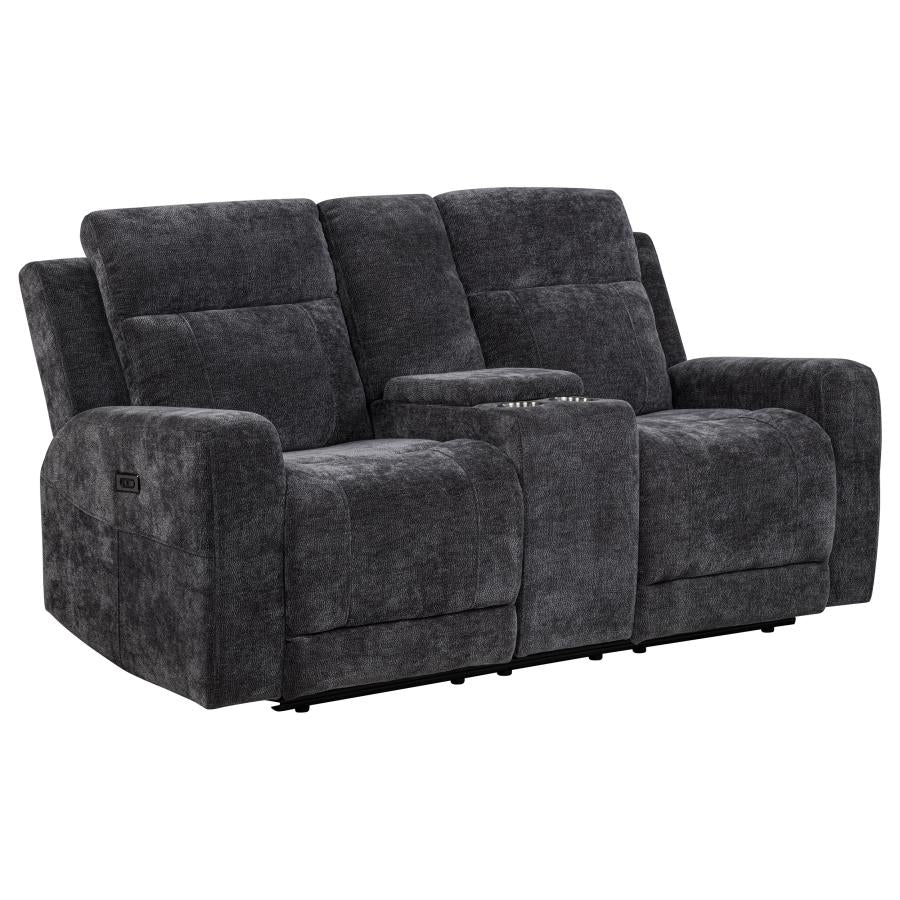 Kennett Chenille Upholstered Power Reclining Loveseat Dark Grey