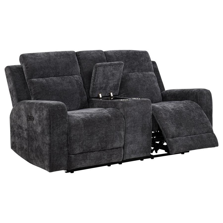 Kennett Chenille Upholstered Power Reclining Loveseat Dark Grey