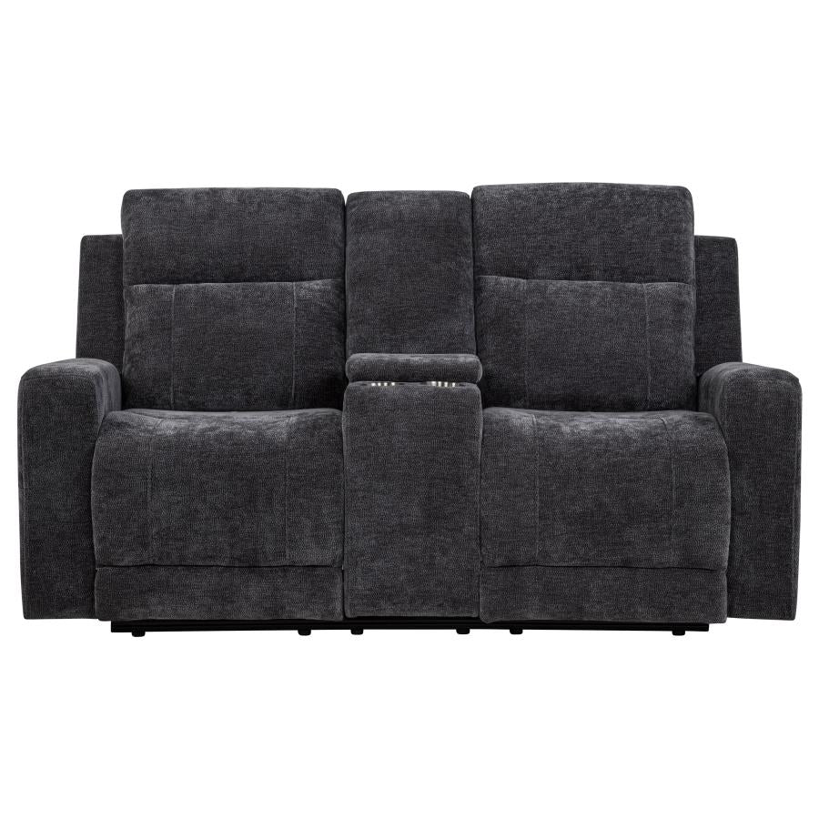 Kennett Chenille Upholstered Power Reclining Loveseat Dark Grey