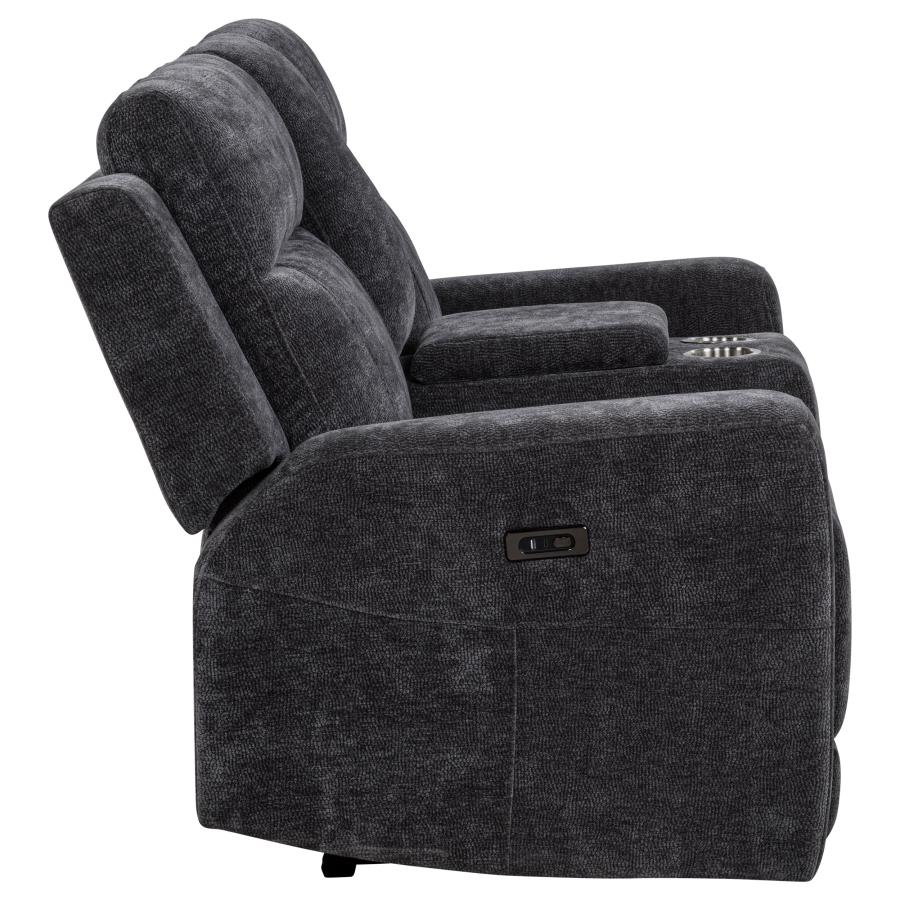 Kennett Chenille Upholstered Power Reclining Loveseat Dark Grey