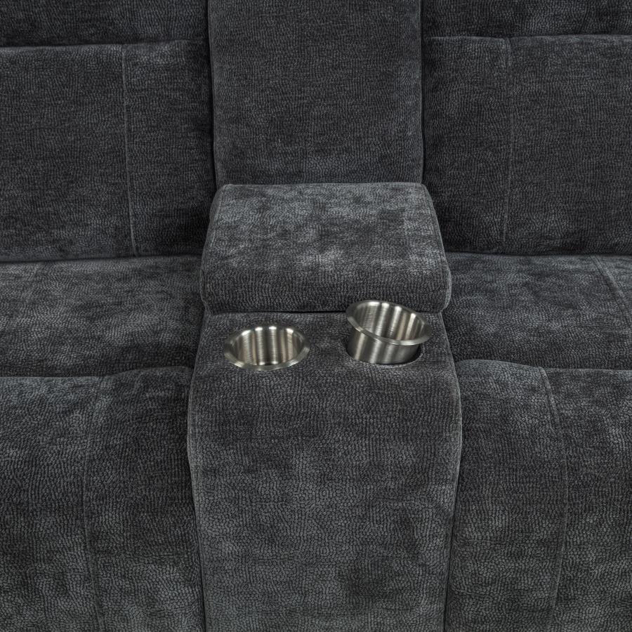 Kennett Chenille Upholstered Power Reclining Loveseat Dark Grey