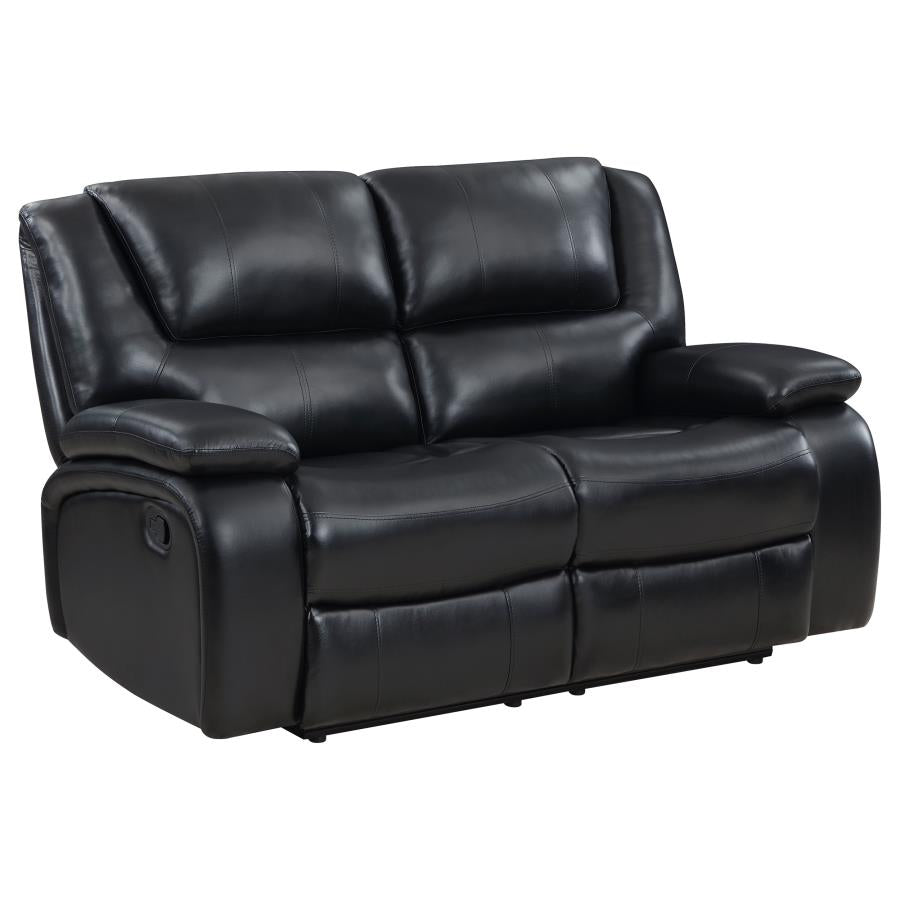 Camila 2-piece Upholstered Reclining Sofa Set Black